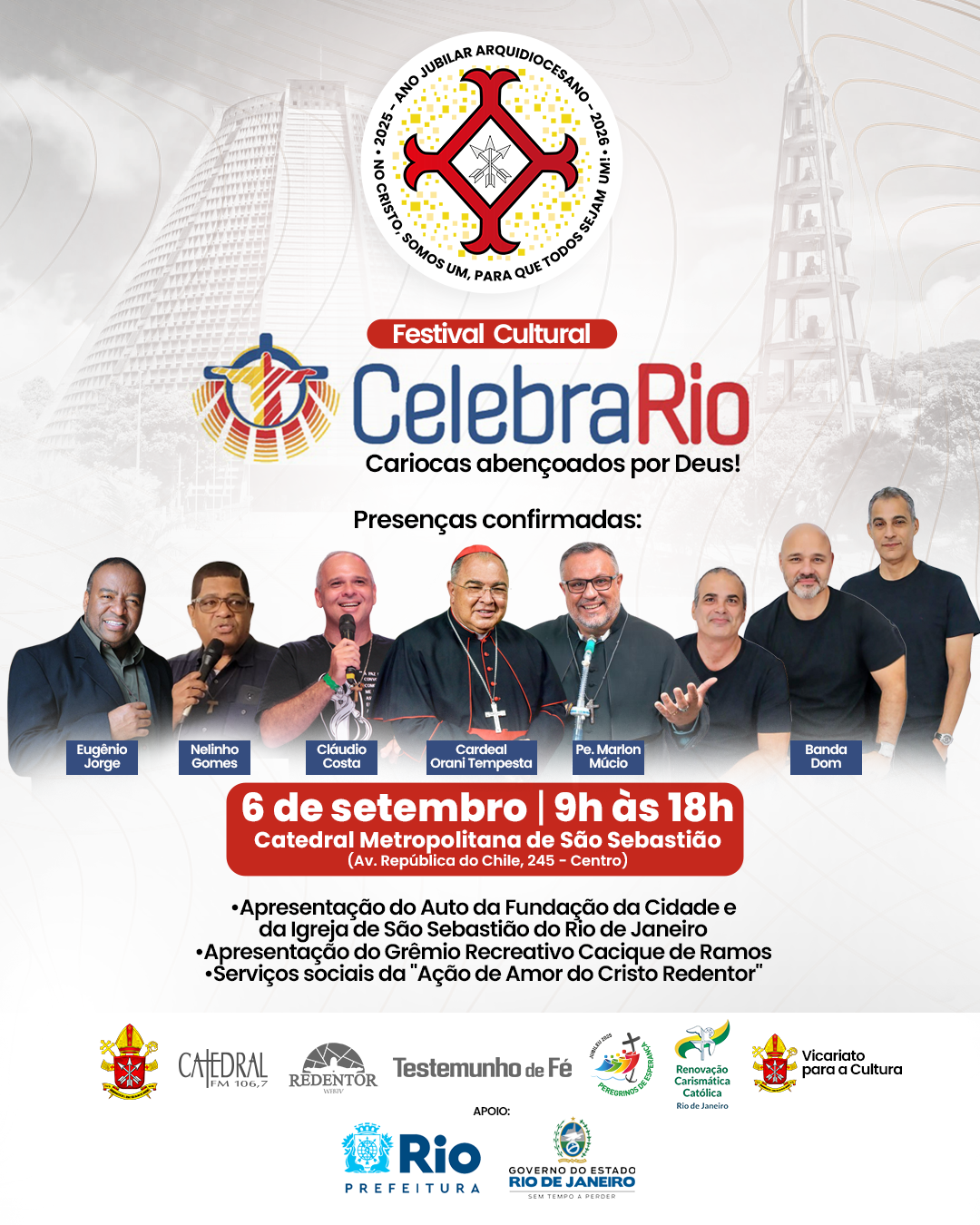 Catedral acolherá Festival CelebraRio no dia 6 de setembro